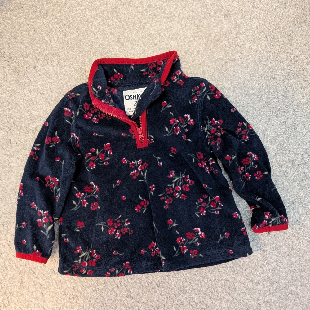 OshKosh B'gosh Kids Floral Fleece Pullover - Navy and Red